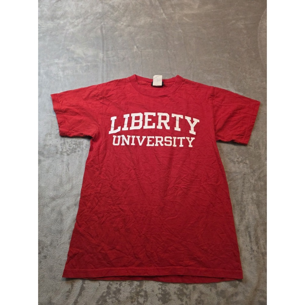Vintage Liberty University T Shirt Mens Small Red Single Stitch Yikes NCAA